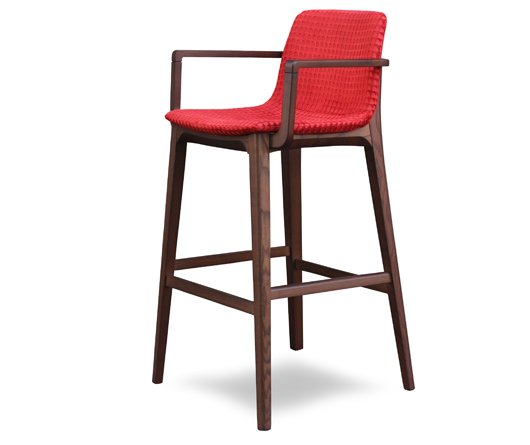Busetto S061SA Modern barstool with armrest in beech or ash solid wood 1