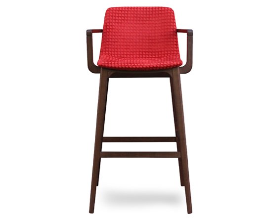 Busetto S061SA Modern barstool with armrest in beech or ash solid wood 3