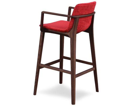 Busetto S061SA Modern barstool with armrest in beech or ash solid wood 4