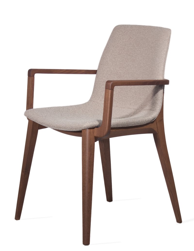 Busetto S061AP Modern chair with armrest in solid beech or ash legs 3